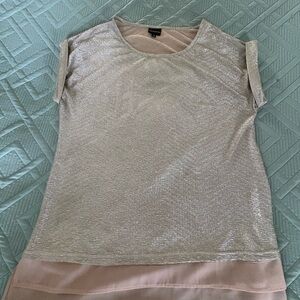 Truworths Women's Cap Sleeve Shimmery Blouse Size XL Beige Bottom Detail